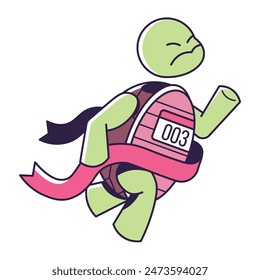 Turtle Winning a Race Illustration