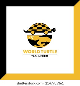 logotipo del mundo de las tortugas, logotipo de diseño único sencillo y moderno