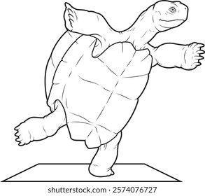 Turtle Yoga Fitness Gymnastics Animal Vector Graphic Art Illustration