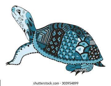 Turtle zentangle stylized. vector, illustration, freehand pencil