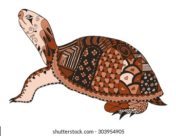 Turtle zentangle stylized. vector, illustration, freehand pencil