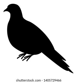 turtledove, vector illustration, black silhouette ,profile view