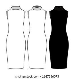 Turtleneck Dress Fashion Flat Sketch Template