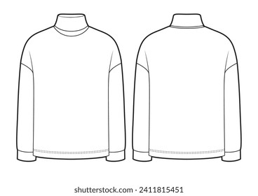 turtleneck knit sweater, front and back