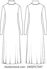turtleneck long sleeve knit dress