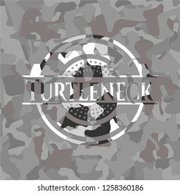 Turtleneck on grey camouflaged pattern