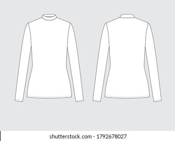 turtleneck slim fit long sleeve t-shirt , flat pattern with vector illustration