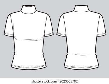 turtleneck slim fit short sleeve t-shirt