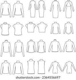 Turtleneck sweater illustration mockup. Turtleneck sewing vector illustration.
