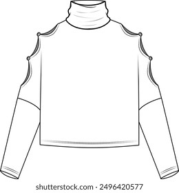 turtleneck sweater with low-cut sleeves