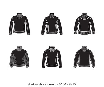 turtleneck sweater sketch icon silhouette vector illustration