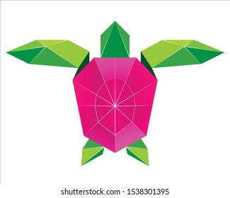 Turtle,polygonal turtle,pink turtle,illustrate turtle on white BG