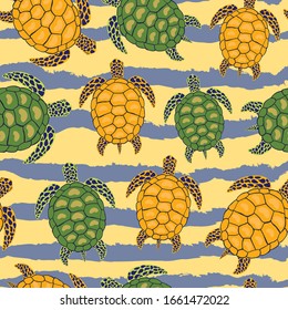 Turtles , animal , zoo vector seamless pattern . Concept for wallpaper, wrapping paper, cards 