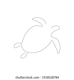 Turtles line drawing on ocean vector illustration