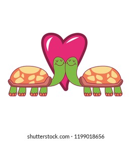 Turtles in love on heart