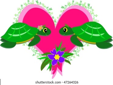 Turtles in Love Vector
