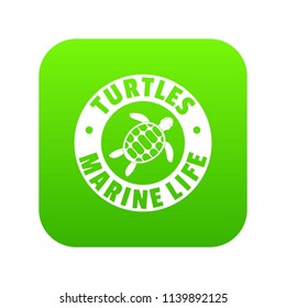 Turtles marine life icon green vector isolated on white background