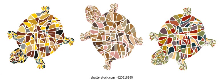 Turtles multicolored mosaic