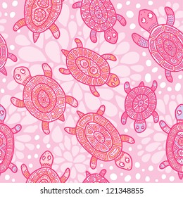 Turtles seamless pattern - pink