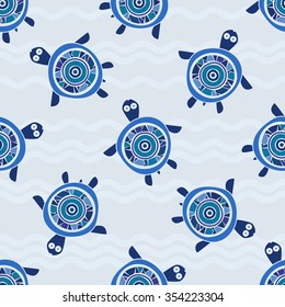 Turtles. Seamless pattern. Vector.