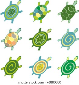 turtles set isolated on White background. Vector illustration