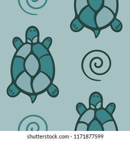 turtles and spiral pattern