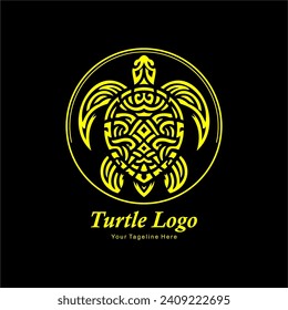 a turtle-shaped logo design with a classic style combined with a carved style