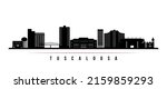 Tuscaloosa skyline horizontal banner. Black and white silhouette of Tuscaloosa, Alabama. Vector template for your design. 
