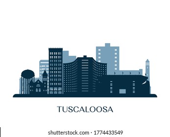 Tuscaloosa skyline, monochrome silhouette. Vector illustration.