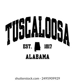 Tuscaloosa Texteffekt Vektor. Bearbeitbares College T-Shirt Design druckbare Texteffekt Vektor