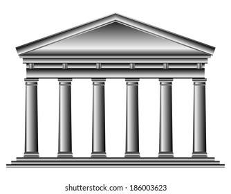 Tuscan temple isolated on white background.