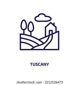 tuscany icon from cultures collection. Thin linear tuscany, tree, nature outline icon isolated on white background. Line vector tuscany sign, symbol for web and mobile