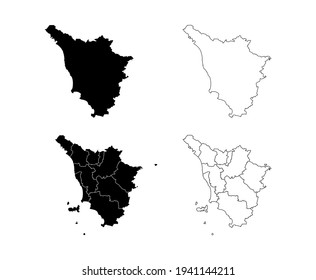 Tuscany Italy Blank map black silhouette and outline border isolated on white