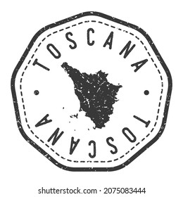 Tuscany, Italy Map Stamp Retro Postmark. Silhouette Postal Passport. Seal Round Vector Icon. Badge Vintage Postage Design.