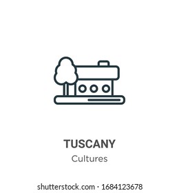 Tuscany outline vector icon. Thin line black tuscany icon, flat vector simple element illustration from editable cultures concept isolated stroke on white background