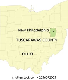 Tuscarawas County And City Of New Philadelphia Location On Ohio State Map