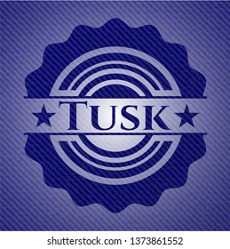 Tusk badge with jean texture