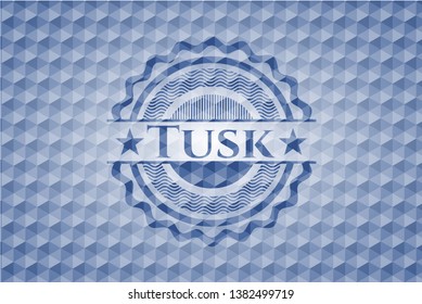 Tusk blue emblem with geometric pattern. Vector Illustration. Detailed.