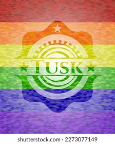 Tusk on mosaic background with the colors of the LGBT flag. 