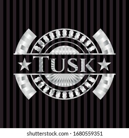 Tusk silvery shiny emblem. Vector Illustration. Mosaic.