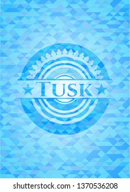 Tusk sky blue emblem. Mosaic background