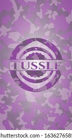 Tussle pink and purple on camo pattern. Vector Illustration. Detailed.