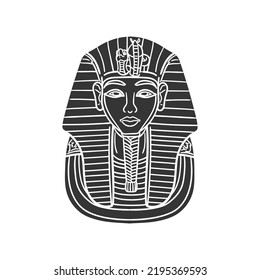 Tutankhamen Icon Silhouette Illustration. Ancient Egypt Vector Graphic Pictogram Symbol Clip Art. Doodle Sketch Black Sign.