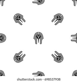 Tutankhamen mask pattern repeat seamless in black color for any design. Vector geometric illustration