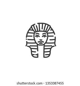 tutankhamun famous egyptian pharaoh flat outline icon of Egypt, concept silhouette in linear design, vector illustration