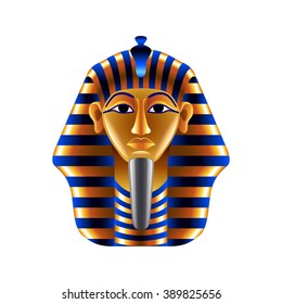 Tutankhamun mask isolated on transparent background, photo-realistic vector illustration