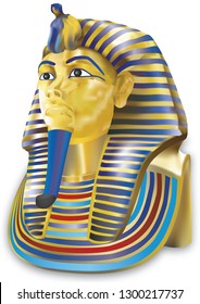 Tutankhamun's death mask in vector on isolated background