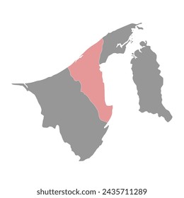 Landkarte des Distrikts Tutong, administrative Division von Brunei. Vektorgrafik.