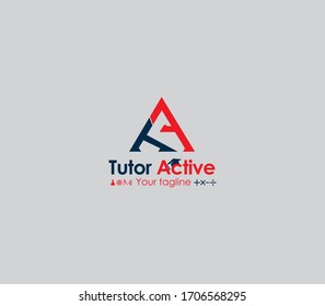 Tutor Active vector logo, Online tuition vector logo design 