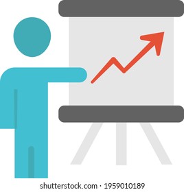 Tutor Giving Training to Employee Concept,Man with Board Vector Icon Design, Business Plan Accomplishment Symbol on White Background, Measurable Objectives Sign, Goal and Motivation Stock illustration